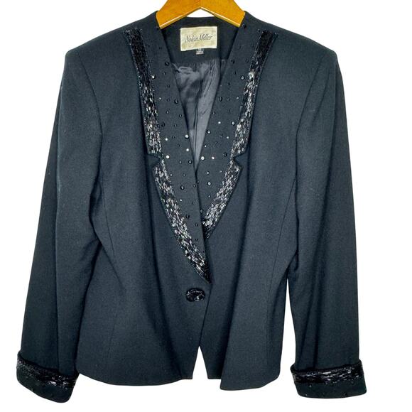 Vintage‎ Nolan Miller Wool bead and sequine dress blazer - Picture 1 of 15
